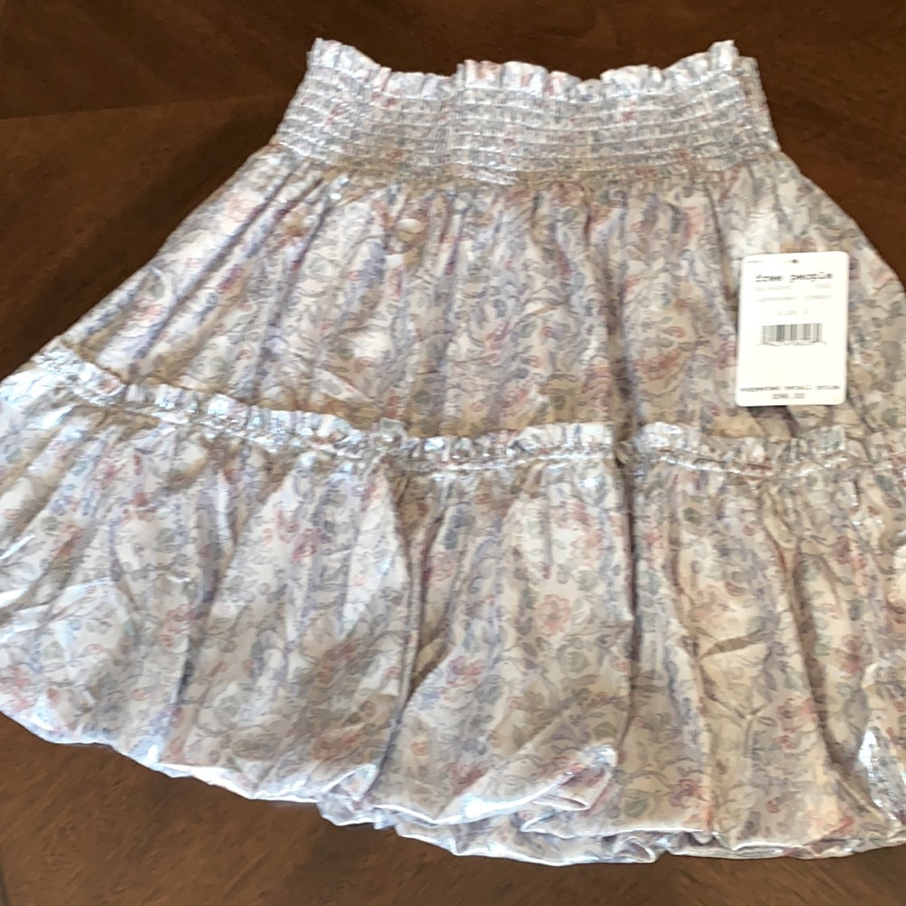 Free People Womens Bubble Skirt Metallic Floral - Lavender Combo
